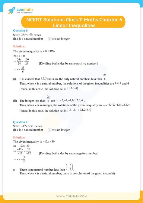 Ncert Solutions For Class 11 Maths Chapter 6 Linear Inequalities Free