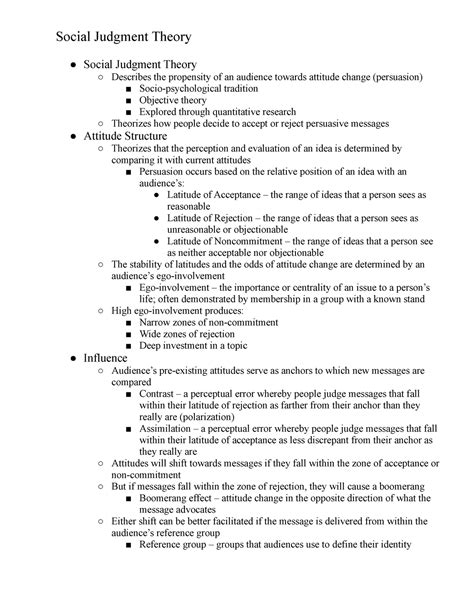 Comm 2020 Lecture Notes Chapter 14 Social Judgment Theory Social