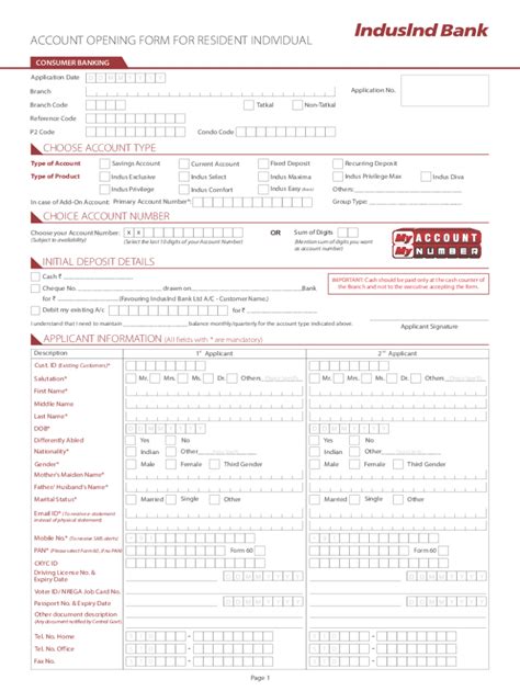 Fillable Online Account Opening Form For Resident Individual Fax Email