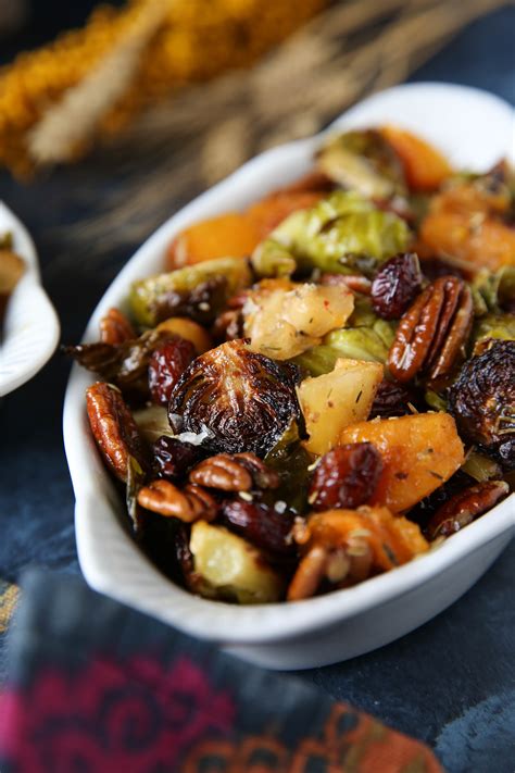 Thanksgiving Maple Roasted Brussels Sprouts Butternut Squash PaleOMG