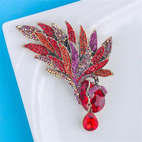 Cheap Wuli Baby Big Luxury Feather Brooches For Women Unisex 3 Color