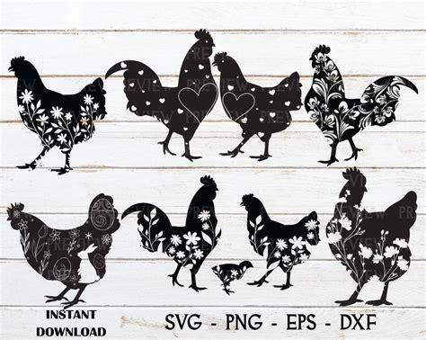 Chicken Svg Bundle Svg File For Cricut Rooster Clipart SVG Hen Svg