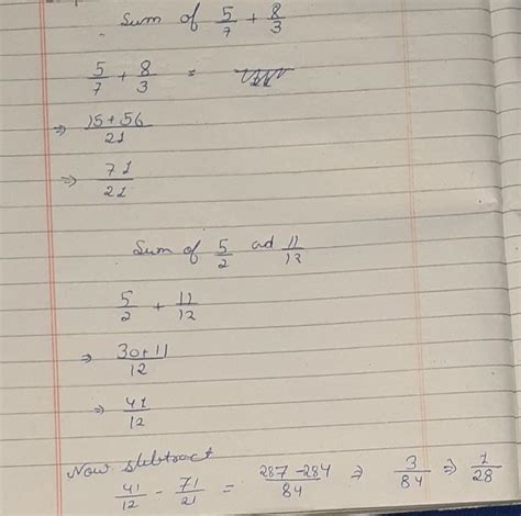 Subtract The Sum Of 5 7and 8 3from The Sum Of 5 2 And 11 12