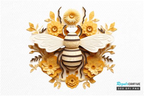 22 Bee Layered Paper Art Clipart Png Design Designs And Graphics