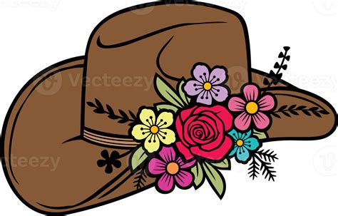 Sombrero De Vaquero Con Flores Color Png Ilustraci N Png