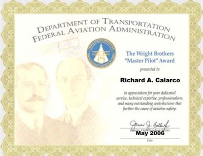 FAA Wright Brothers Master Pilot Award