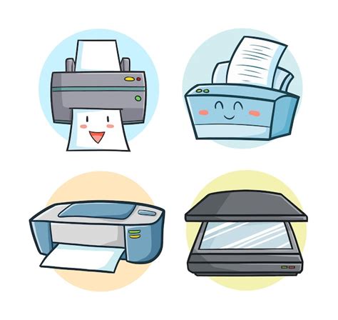 Premium Vector Funny Printer And Scanner In Kawaii Doodle Style