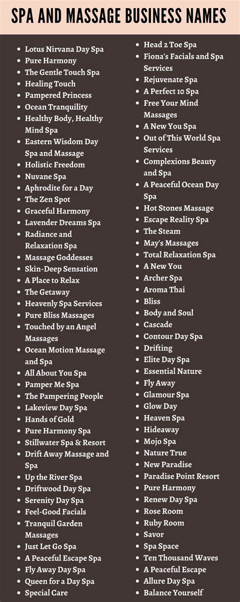 Spa Names 400 Professional Massage Business Names