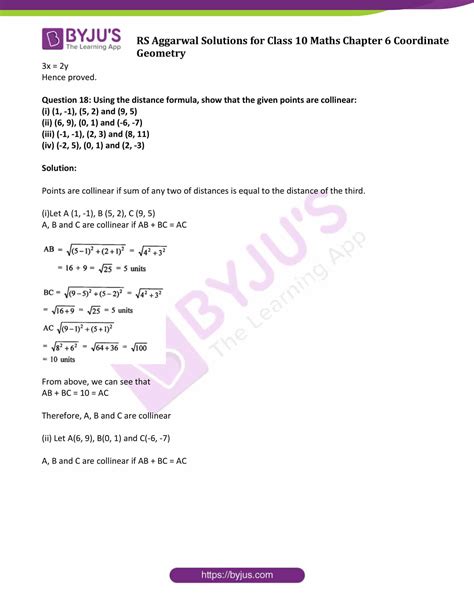 Rs Aggarwal Solutions For Class Exercise A Chapter Coordinate