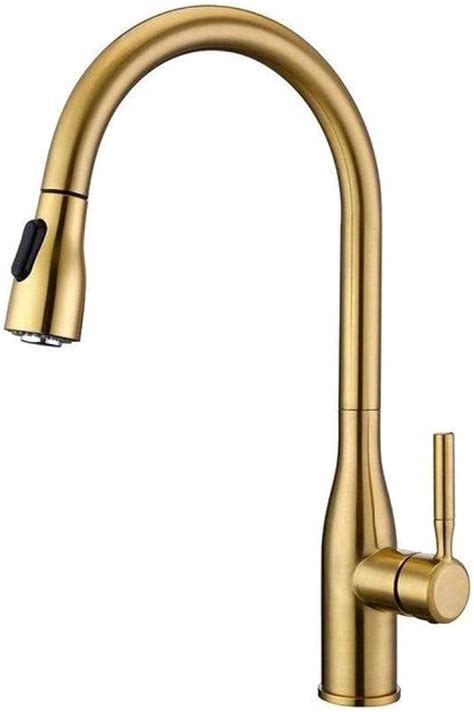 Kitchen Faucet Pull Out Cold And Hot Brushed Gold Black Single Holder Single Hole Sink Faucet