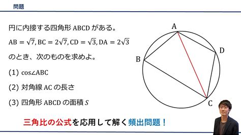 【三角比 円に内接する四角形】の問題をプロ講師が解説！（数学i 三角比） Youtube