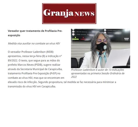 Portal Granja News Vereador Quer Tratamento De Profilaxia Pre