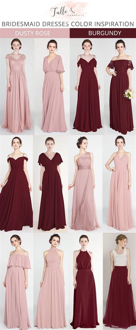 Dusty Rose Burgundy Wedding Color Inspiration With Bridesmaid Dresses