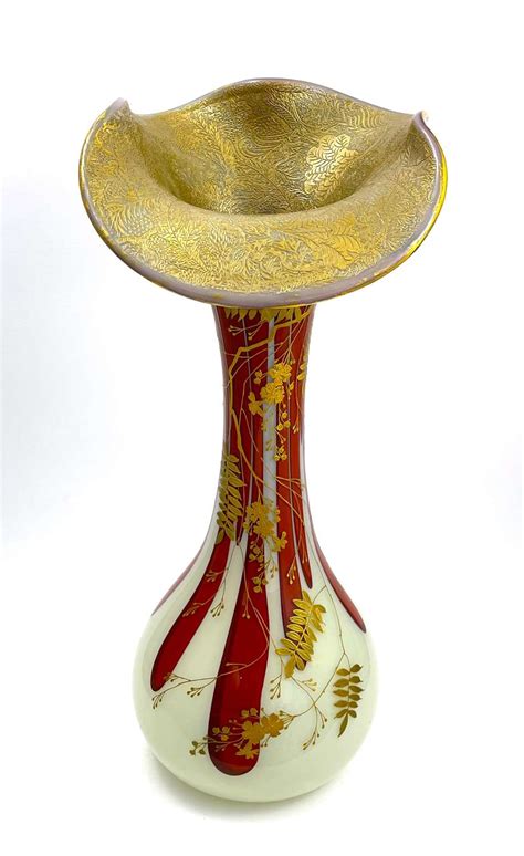 Stunning Large Harrach Opaline Glass Vase For Legras