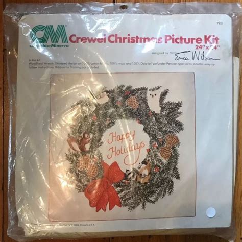 Columbia Minerva Crewel Christmas Picture Kit Woodland Wreath Designed