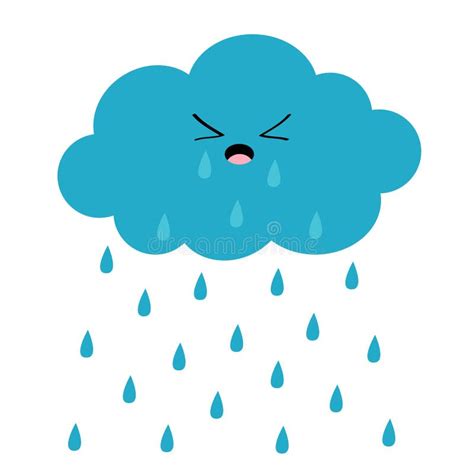 Cartoon Cloud With Rain Drops Isolated On White Background Stock Vector ...