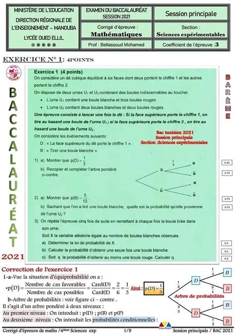 Bac Sc Exp Rimentales Math Me Ann E Sciences Exp Rimentales