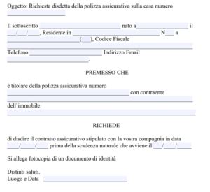 Modulo Disdetta Polizza Assicurativa Casa Word E Pdf