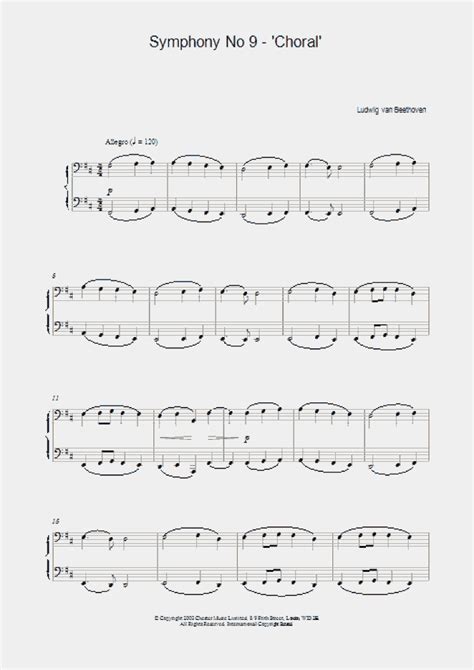 Symphony No 9 - 'Choral' Piano Sheet Music