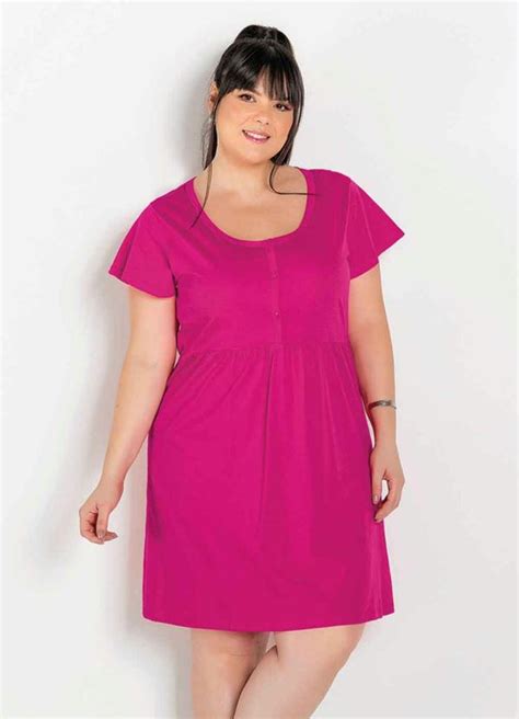 Vestido Pink Es E Franzidos Plus Size Marguerite