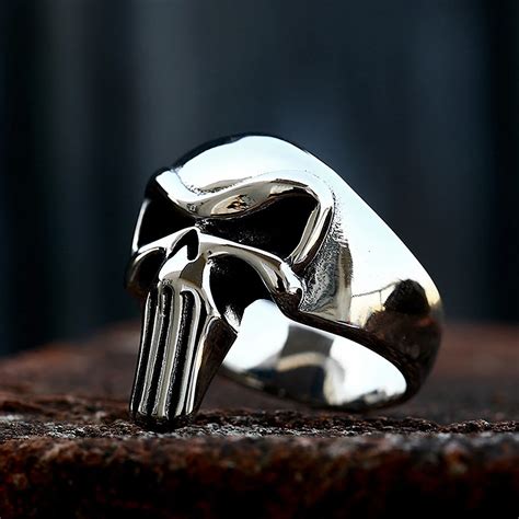 Anillos Punk Punisher Para Hombre Y Mujer Moda 316L Acero Inoxidable