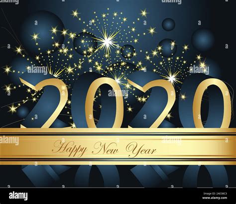 Happy New Yaer 2020 Background Gold And Blue Stock Vector Image And Art