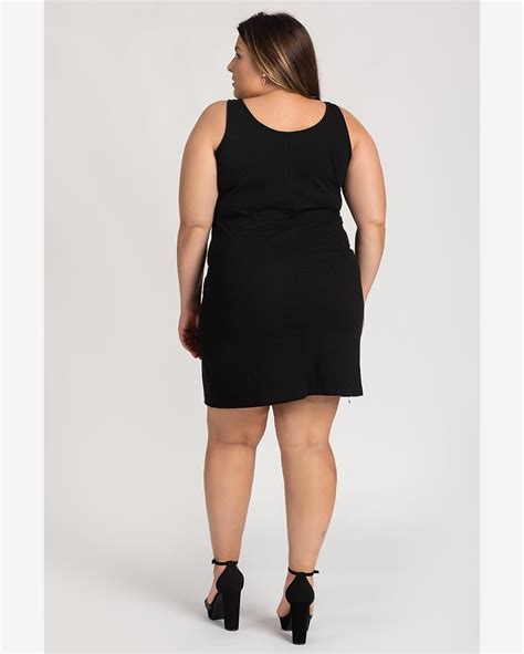 Riachuelo Vestido Feminino Plus Size Canelado Aplique Es Fivela