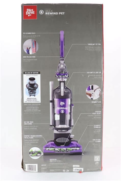 Dirt Devil UD70187 Power Max Rewind Pet Bagless Upright Vacuum Cleaner