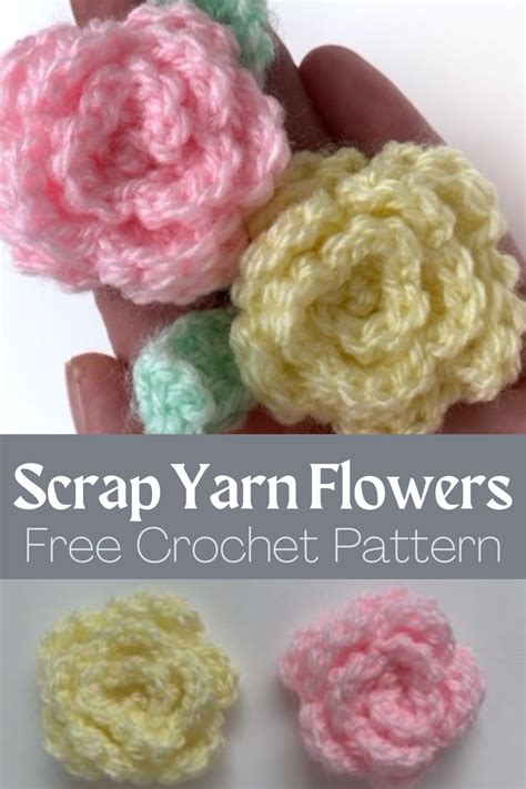 Scrap Yarn Flowers Free Crochet Pattern In 2024 Crochet Flowers Free