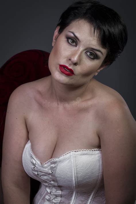 Pose Spanish Sensual Brunette Woman In White Lingerie Stock Photo Image Of Brunette