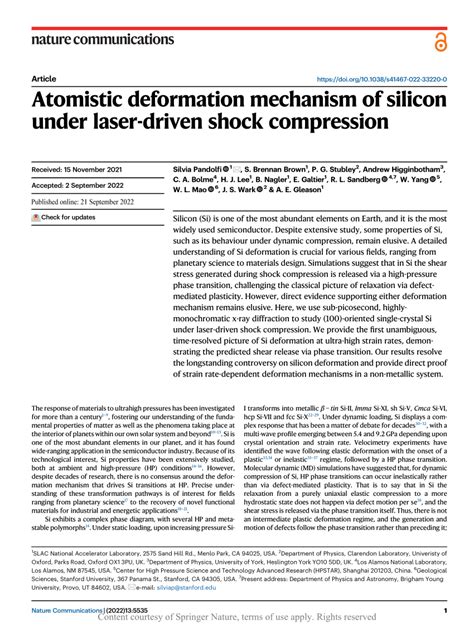 PDF Atomistic Deformation Mechanism Of Silicon Under Laser Driven