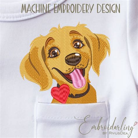 Machine Embroidery Designs Golden Retriever Etsy