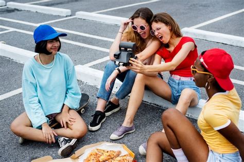 Free Photo Group Of Diverse Women Taking Selfie Together