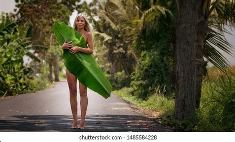 Blonde Girl Standing On Road Naked Stock Photo 1485584228 Shutterstock