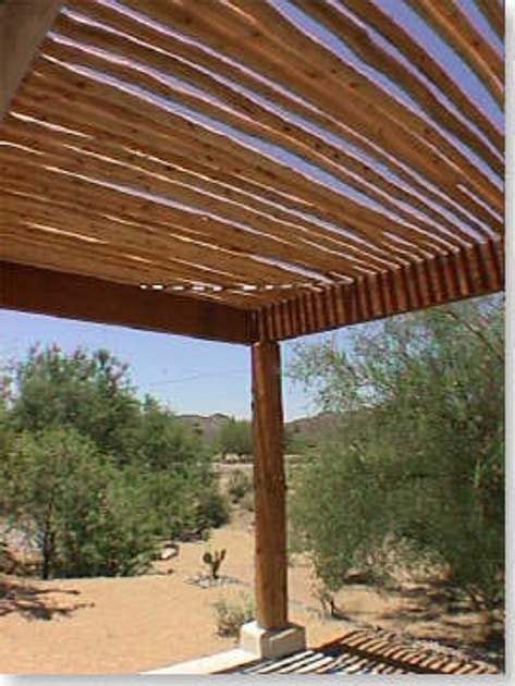 Santa Fe Southwest Patio Has Dry Hand Peeled Pine Latillas Sticks For