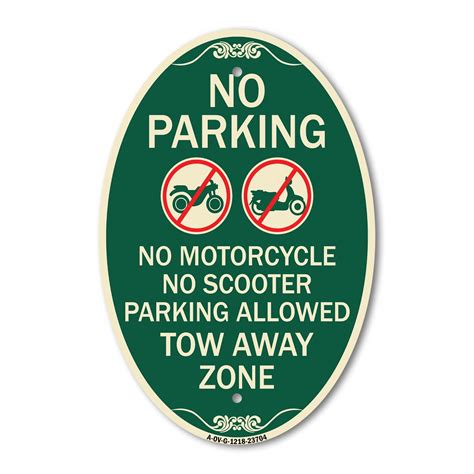 Signmission Designer Oval Series Sign No Parking No Motorcycle No