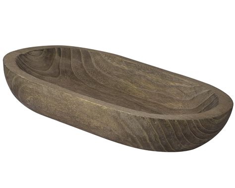 Decorative Wooden Oval Dough Bowl Hand Carved Rustic Wood Tray For