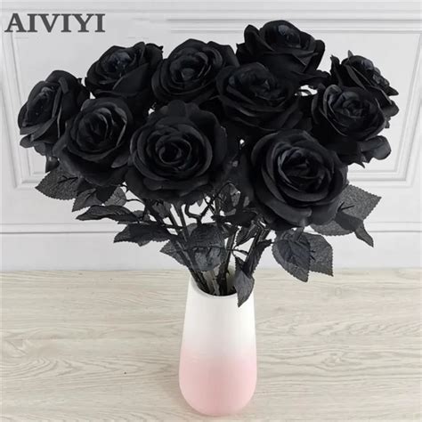 5 St Cke 8 9cm Seide Schwarze Rose K Nstlichen Blumen Kopf Blumenstrau