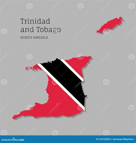 Map Of Trinidad And Tobago With National Flag Stock Vector Illustration Of Country American