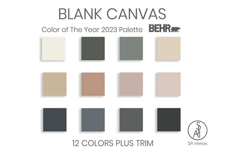 Blank Canvas Color Palette Behr Professional Paint Scheme - Etsy