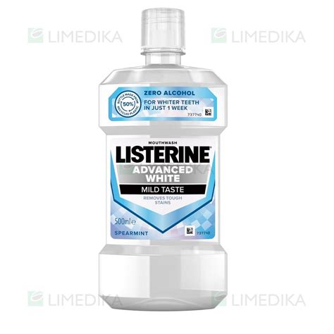 LISTERINE ADVANCED WHITE Burnos Skalavimo Skystis Balinantis 500 Ml