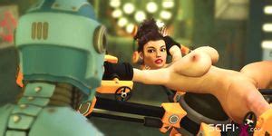 SCIFI X I Just Want Your Dick Robot Shemale Fucks A Sexy Cuffed Busty Brunette In The Sci Fi
