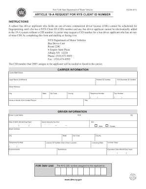 Fillable Online Dmv Ny Article 19 A Request For Nys Client Id Number