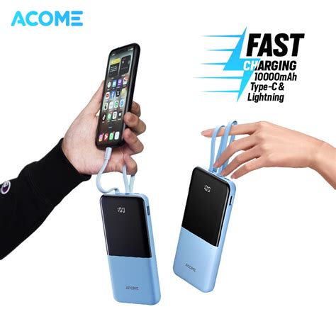 Jual ACOME Power Bank 10000mAh AP110 Fast Charging 2 1A Dua Kabel Dual