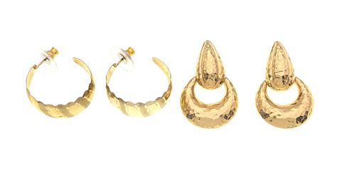 Lot 2 Pair Of 14k Yellow Gold Earrings