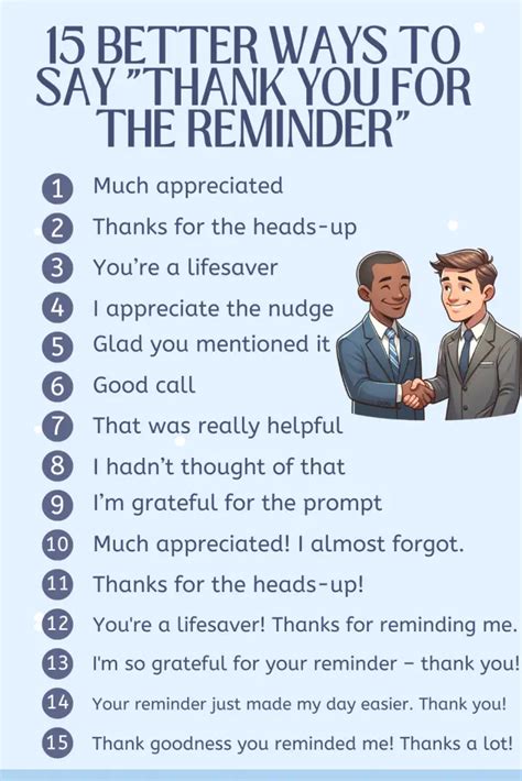 15 Better Ways To Say Thank You For The Reminder Examples