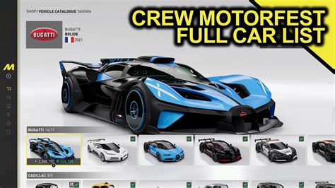 Crew Motorfest All Cars Full Car List Youtube