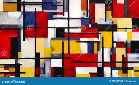 Vibrant Abstract Painting In Modern Cubism Style Stock Illustration