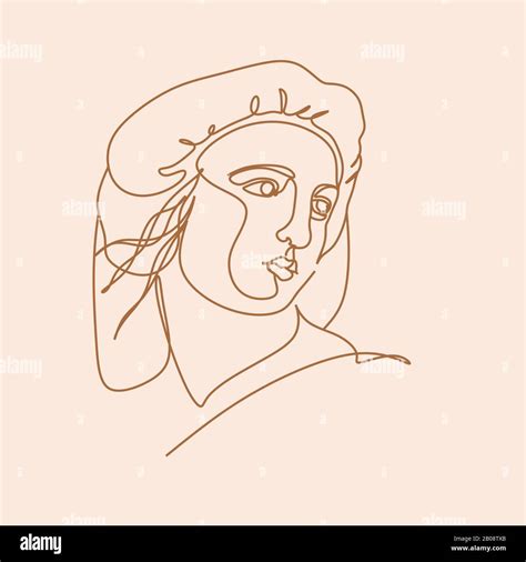 Continuous Line Drawing Abstract Portrait Of A Woman Side View Vector