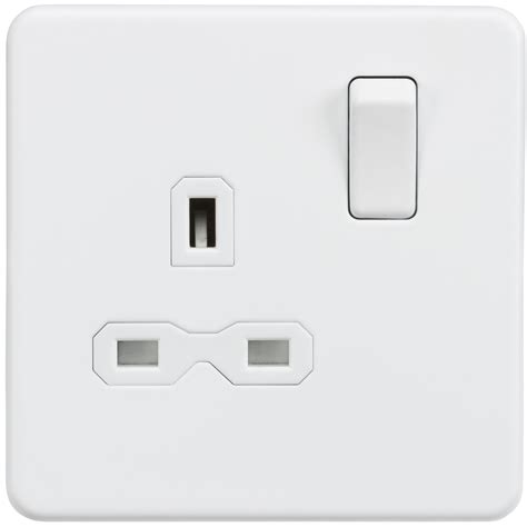 Acrelane Timber 1 Gang Socket Matt White Insert Screwless Flat Plate